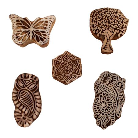 Set of 5 Piece New Mix Wooden Printing Blocks